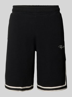 Shorts mit Strukturmuster und Label-Stitching Shop The Look MANNEQUINE