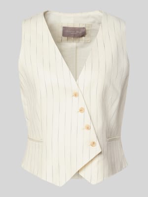 Weste aus Leinen-Mix mit asymmetrischem Schnitt und Nadelstreifen Shop The Look MANNEQUINE