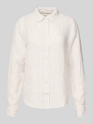 Regular fit linnen overhemdblouse met logostitching Shop The Look MANNEQUINE