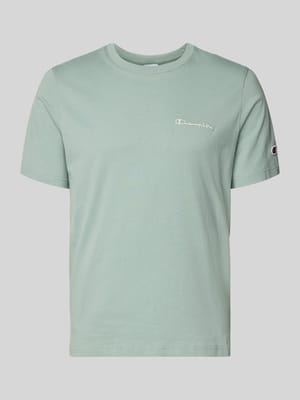 T-shirt z naszywanymi detalami z logo i okrągłym dekoltem Shop The Look MANNEQUINE
