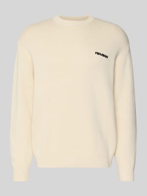 Gebreide pullover met labelstitching Shop The Look MANNEQUINE