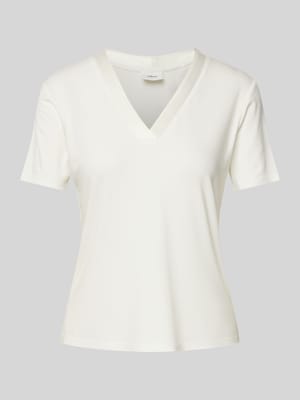 Regular Fit T-Shirt aus Viskose-Mix mit Satinausschnitt Shop The Look MANNEQUINE