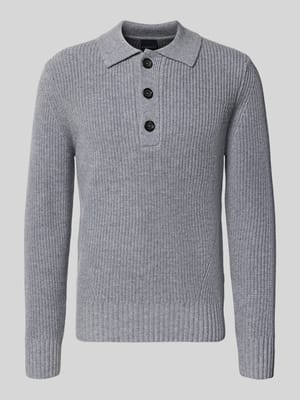 Gebreide pullover met platte kraag en knoopsluiting Shop The Look MANNEQUINE