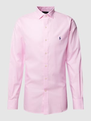 Slim fit zakelijk overhemd met kentkraag en labelstitching Shop The Look MANNEQUINE
