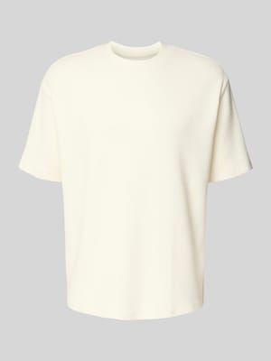 T-shirt met geribde ronde hals Shop The Look MANNEQUINE
