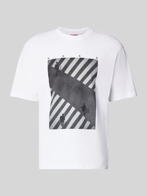krój slim fit T-shirt z czystej Bawełna Model 'DODGER' Shop The Look MANNEQUINE