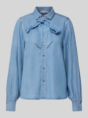 Regular Fit Schluppenbluse mit Knopfleiste Shop The Look MANNEQUINE