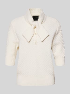 Sweter z dzianiny z mieszanki żywej wełny i kaszmiru z kokardą Shop The Look MANNEQUINE