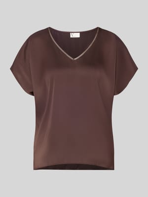 Blusenshirt aus Satin mit V-Ausschnitt Shop The Look MANNEQUINE