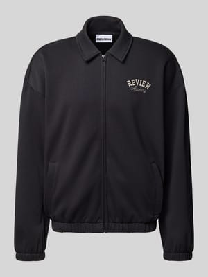 Sweatjacke mit Umlegekragen und Eingrifftaschen Shop The Look MANNEQUINE