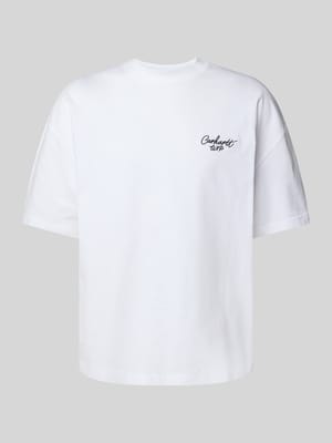 T-Shirt mit geripptem Rundhalsausschnitt Shop The Look MANNEQUINE