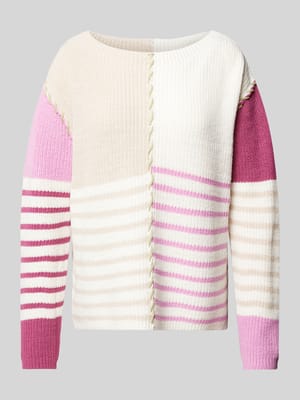 Sweter w stylu patchworkowym z dekoltem w łódkę Shop The Look MANNEQUINE