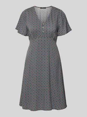 Knielanges Kleid aus Viskose mit V-Ausschnitt Shop The Look MANNEQUINE