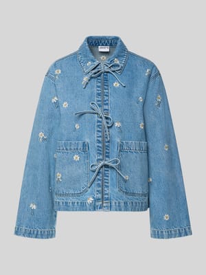 Jeansjack met Stitchings en Vetersluiting Shop The Look MANNEQUINE