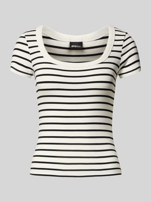 T-shirt met geribde ronde hals Shop The Look MANNEQUINE
