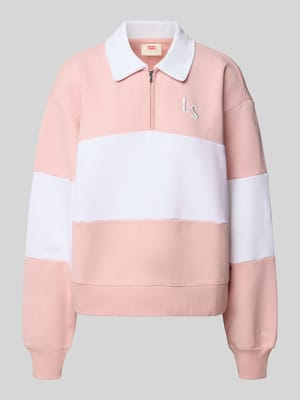 Sweatshirt met korte ritssluiting en logostitchings Shop The Look MANNEQUINE