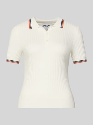 Slim Fit Poloshirt aus Viskose-Mix in Strick-Optik Shop The Look MANNEQUINE