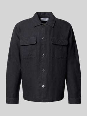 Regular Fit Leinenhemdjacke mit Kentkragen Modell 'LEROY SUN' Shop The Look MANNEQUINE