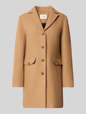 Regular fit lange wollen jas met reverskraag, model 'Viola' Shop The Look MANNEQUINE