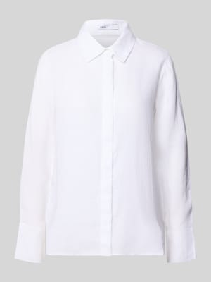 Regular Fit Leinenbluse mit verdeckter Knopfleiste Shop The Look MANNEQUINE