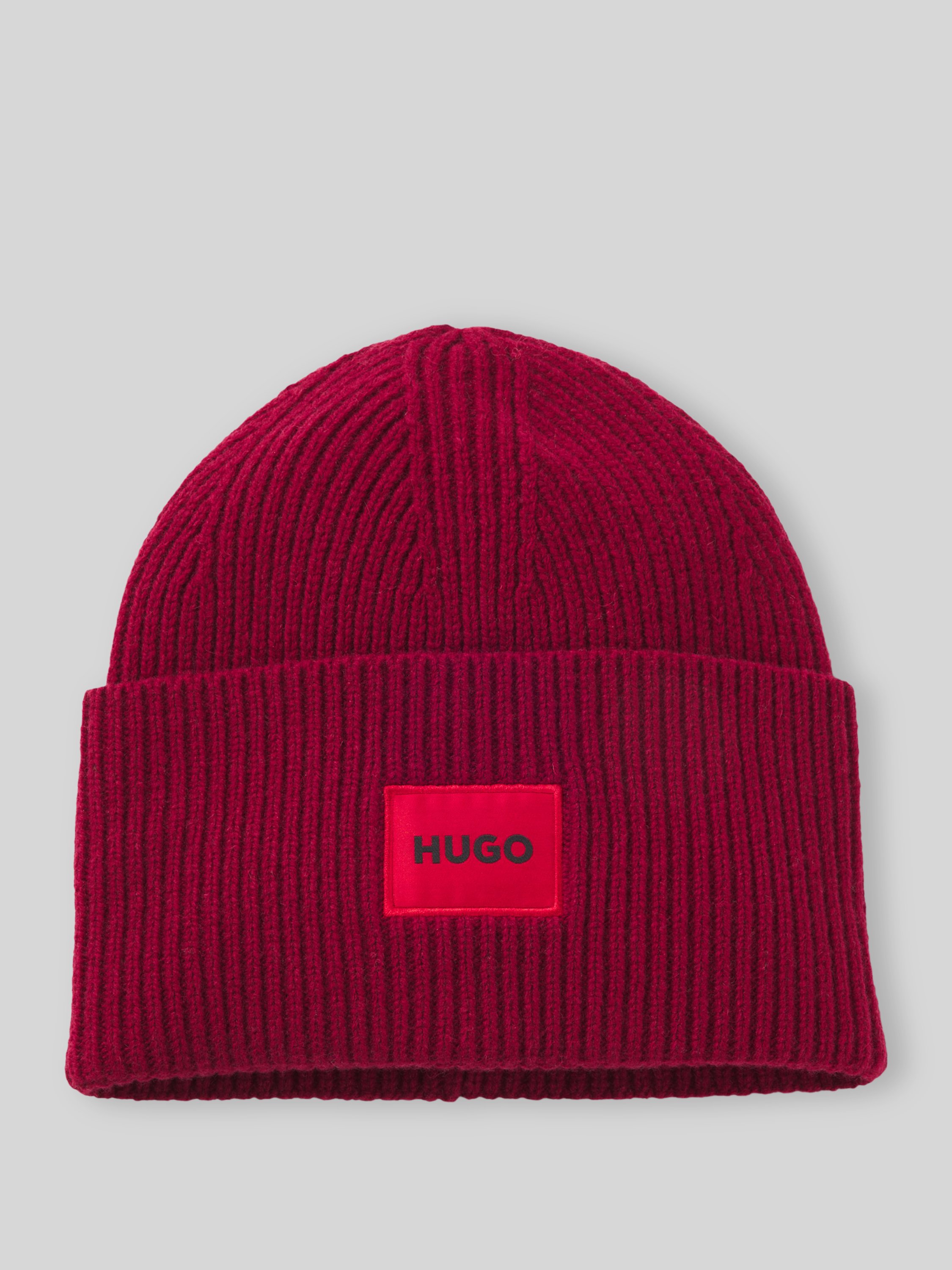 Mit Ogo HUGO Mütze mit kontrastierendem Logo-Patch (bordeaux) online kaufen