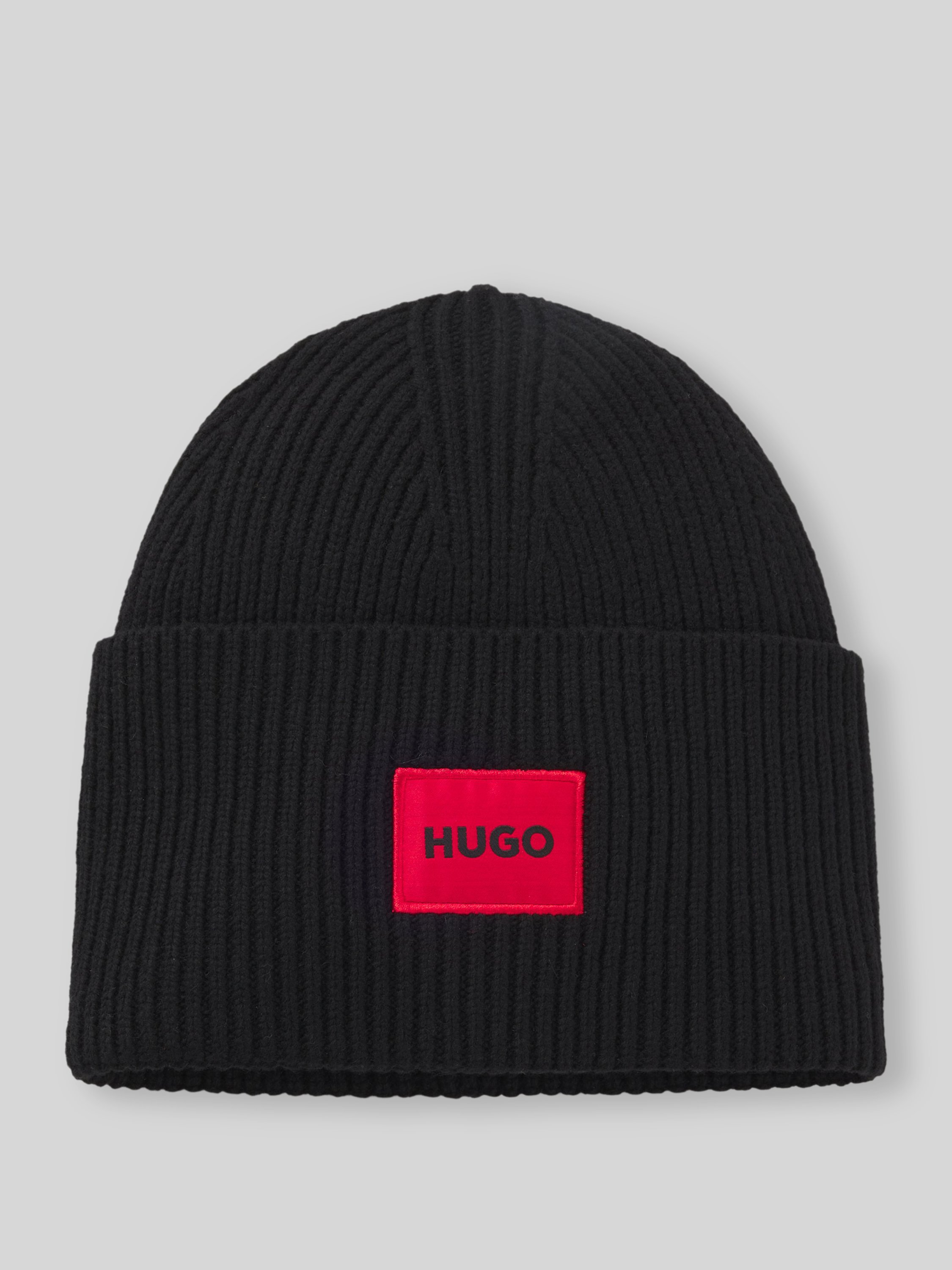 Mit Ogo HUGO Mütze mit kontrastierendem Logo-Patch (black) online kaufen