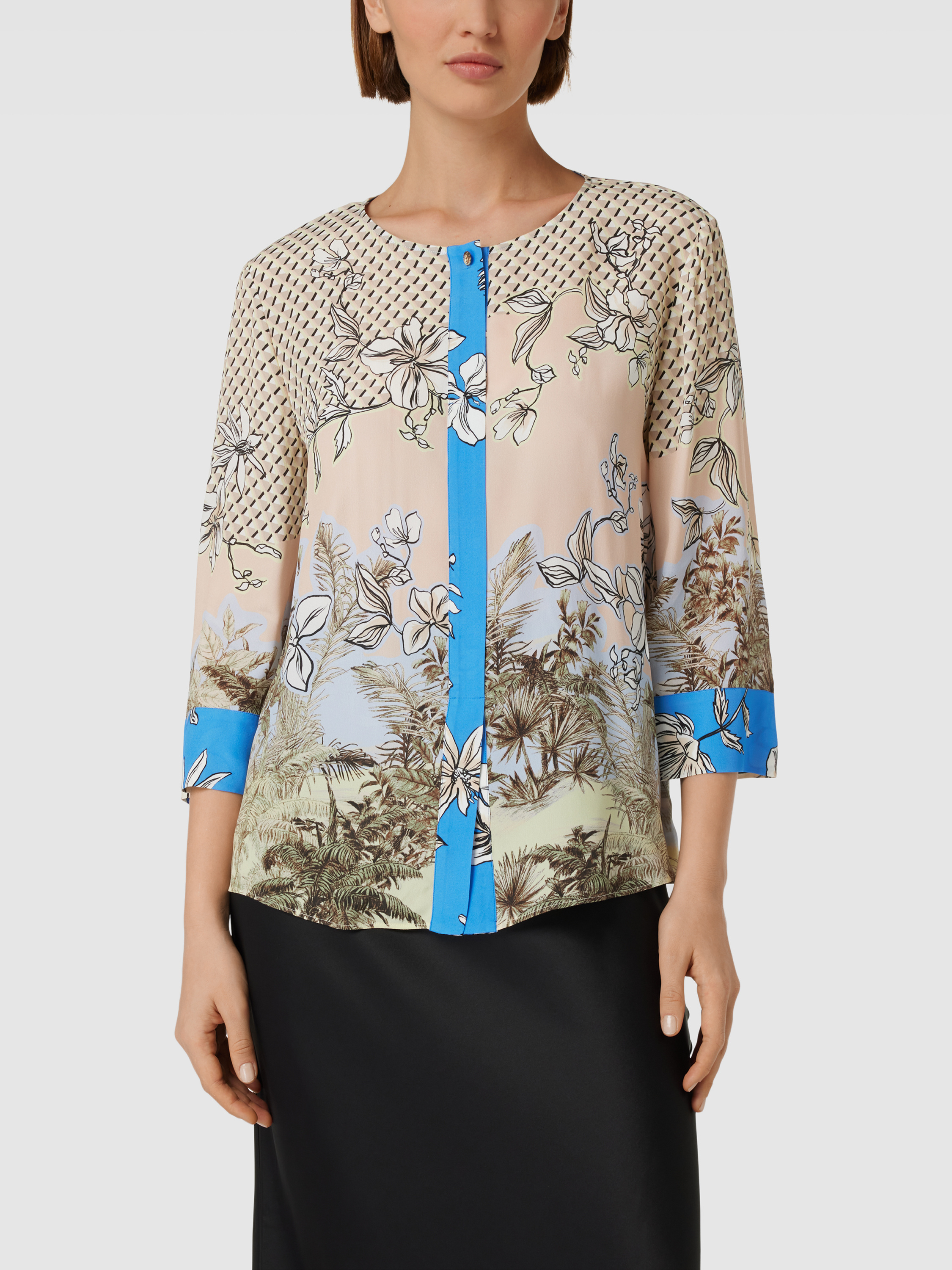 Marc Cain Collections Pretty Floral Silk Organza Blouse QC 51.35 W46 702