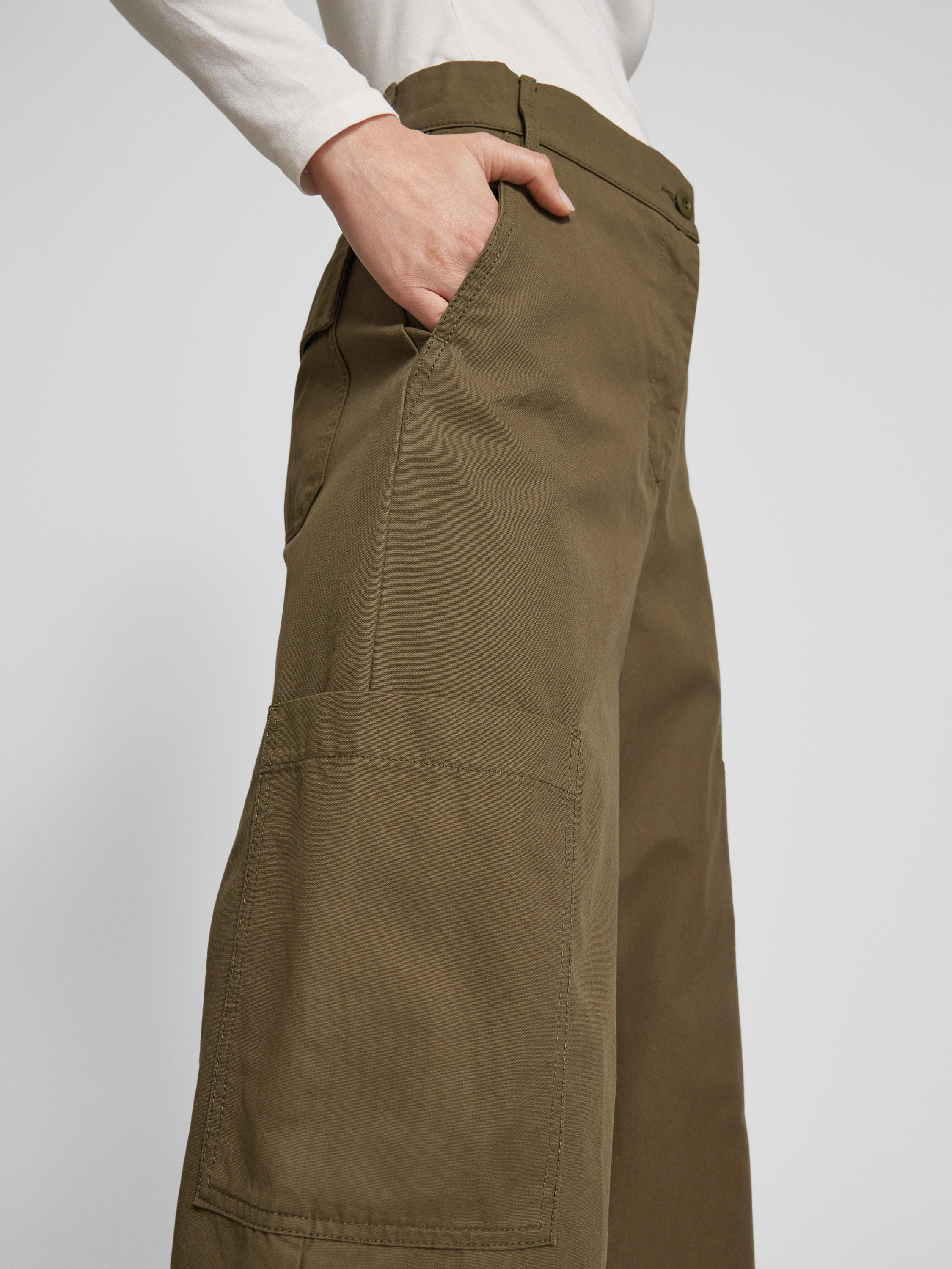 WEEKEND MAX MARA [クイズ] コットン キャンバス パンツ QUIZ Cotton canvas trousers, kaki | 