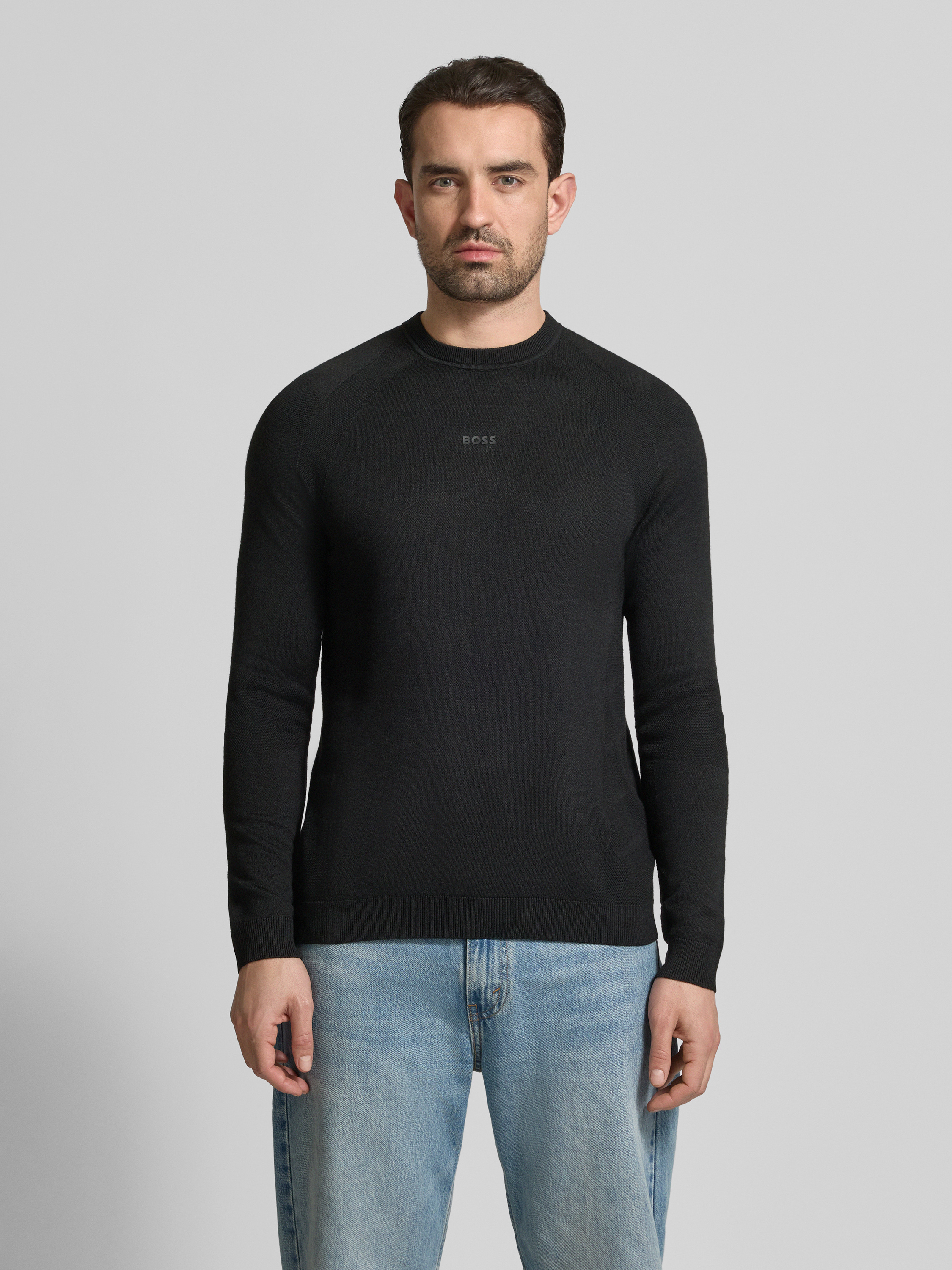 BOSS Green Regular Fit Strickpullover mit Woll-Anteil (black) online kaufen