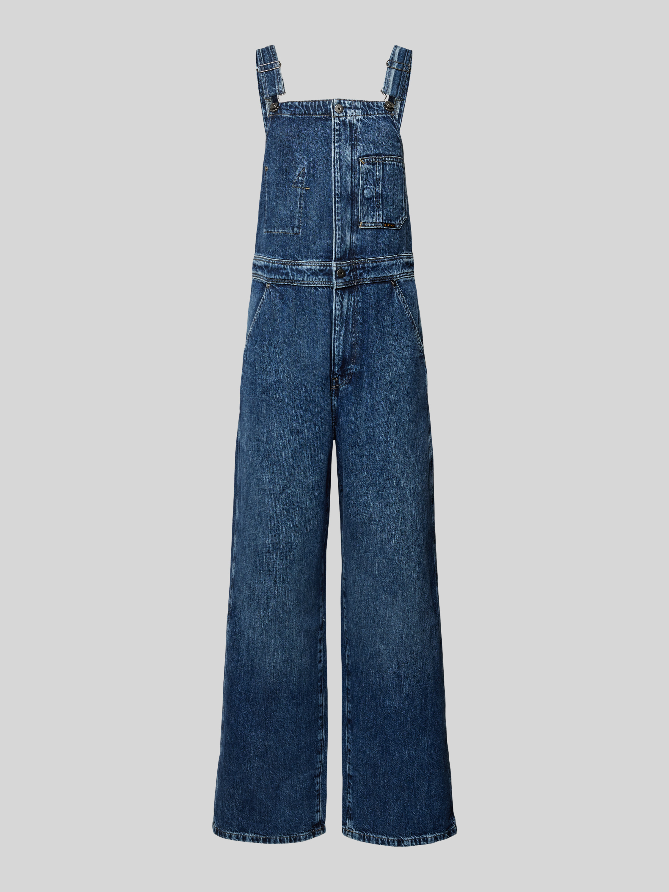 G-Star Raw Straight fit tuinbroek met borstzakken, model 'Dungaree' in jeansblauw online kopen | P&C