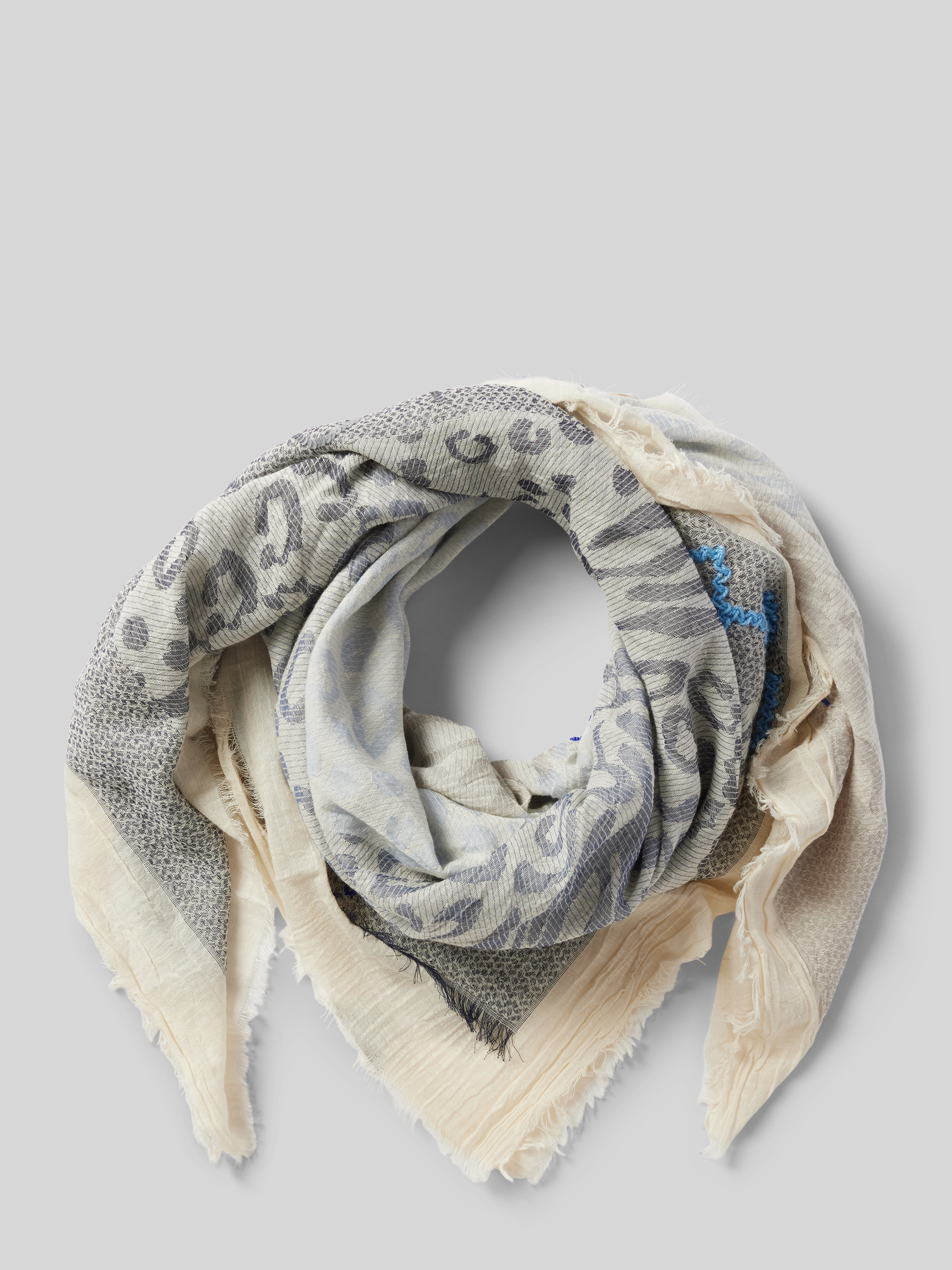 Codello Tuch im Allover-Look mit Fransen (blau) online kaufen