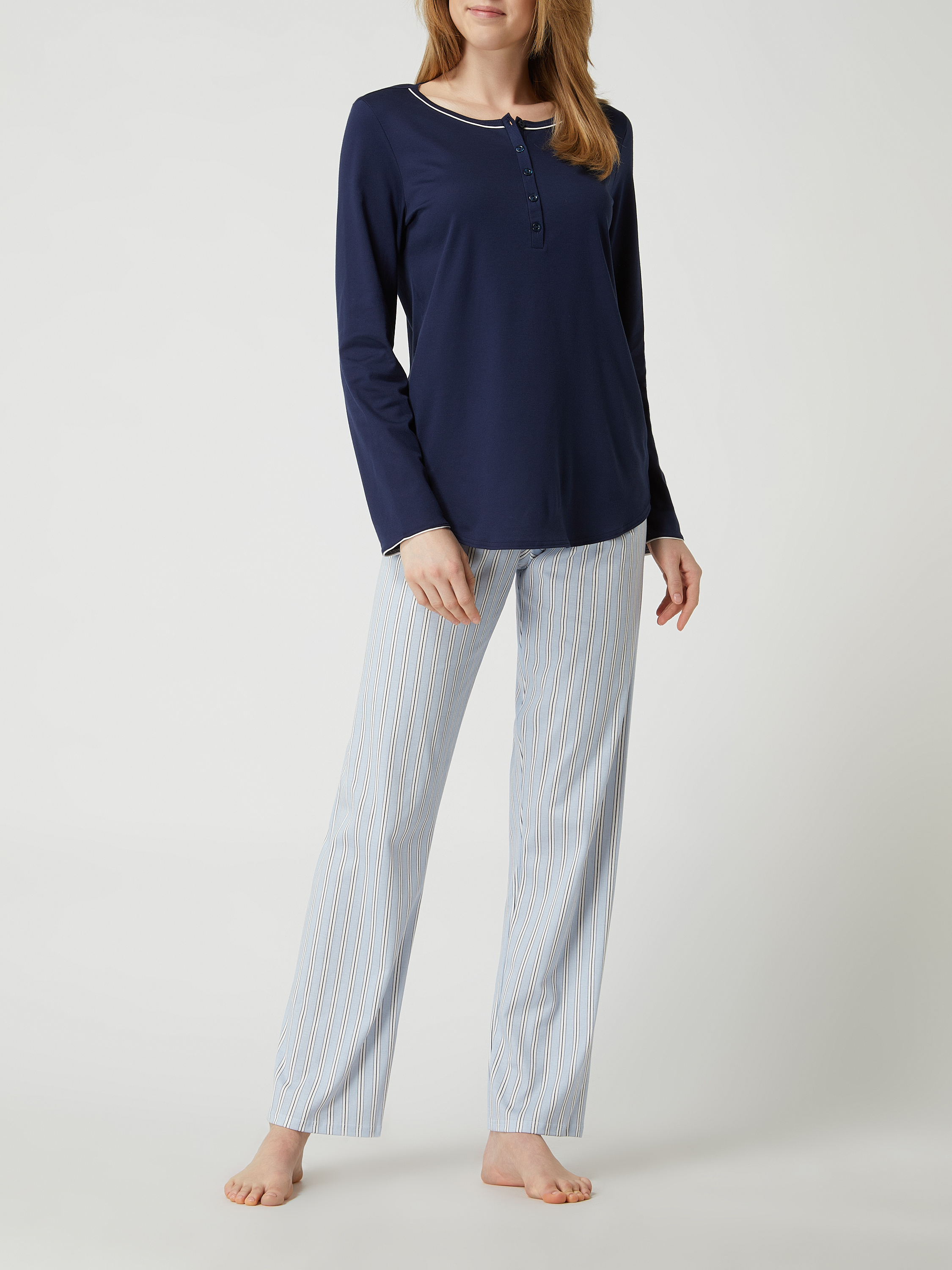 Calida Pyjama aus Baumwolle Modell 'Sweet Dreams' (blau) online kaufen
