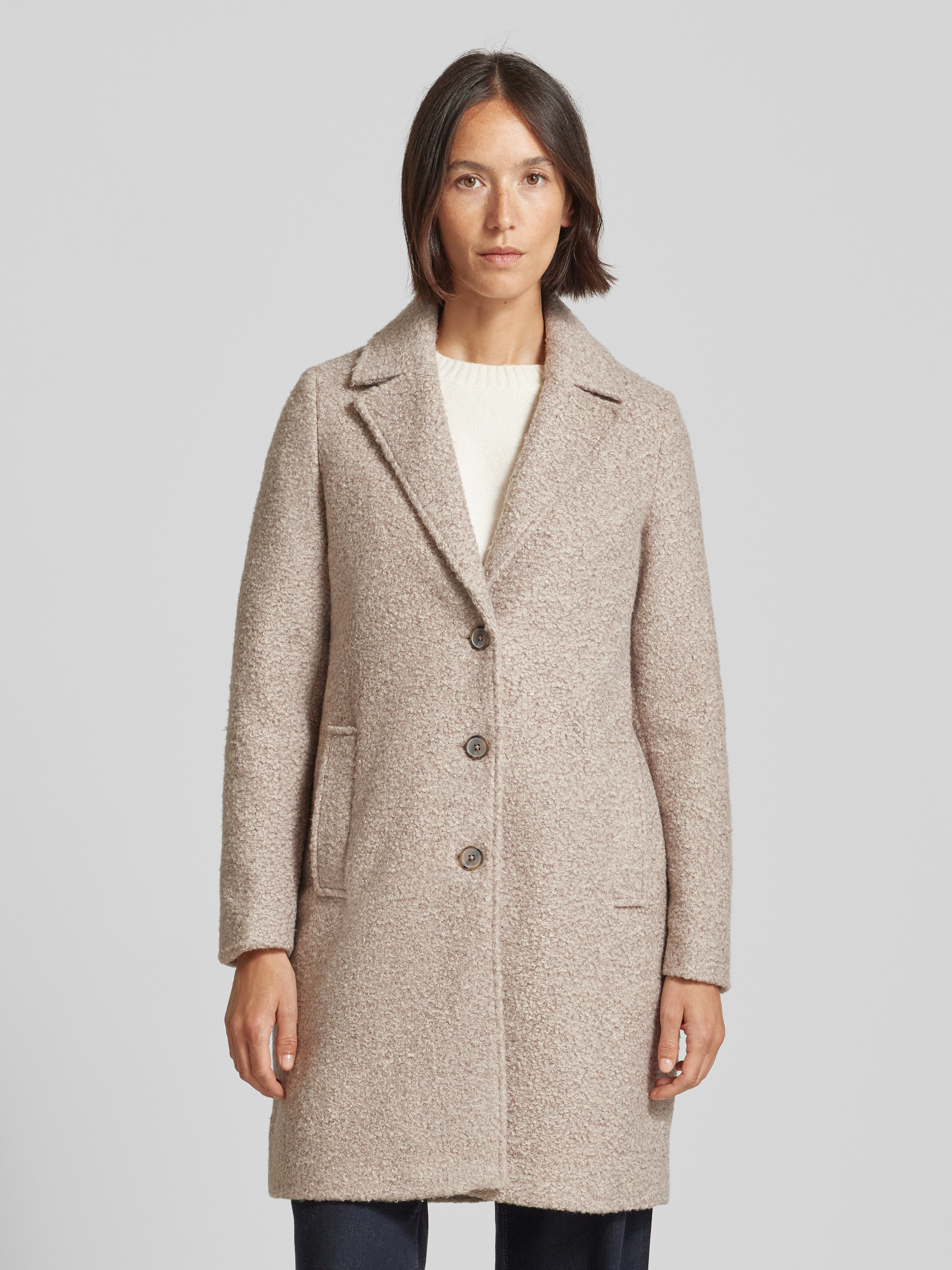 TOM TAILOR Denim Damen Mantel mit Stehkragen,10367 - Light Silver Grey Mélange, XL