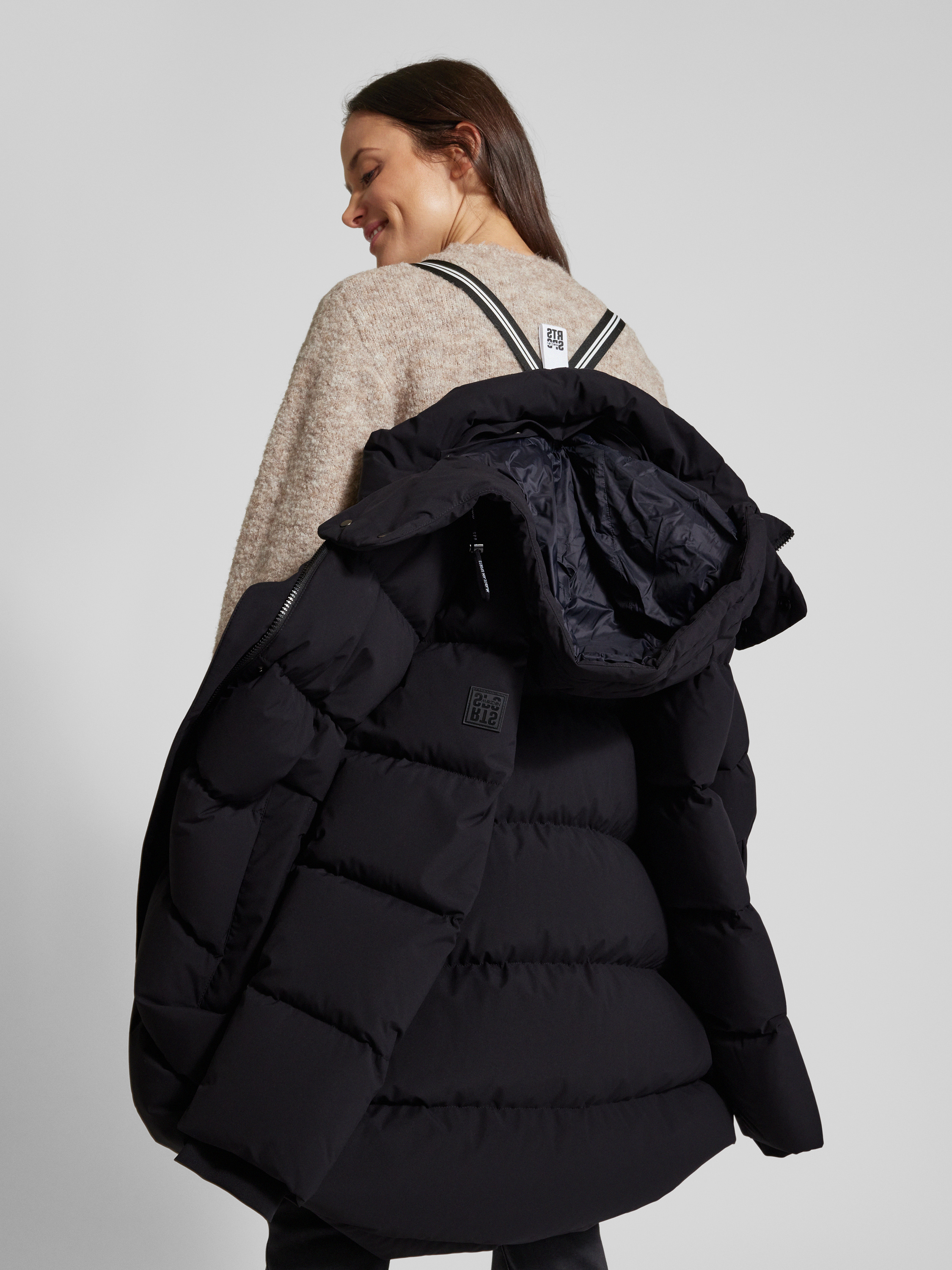 daunenjacke mantel schwarz daunen