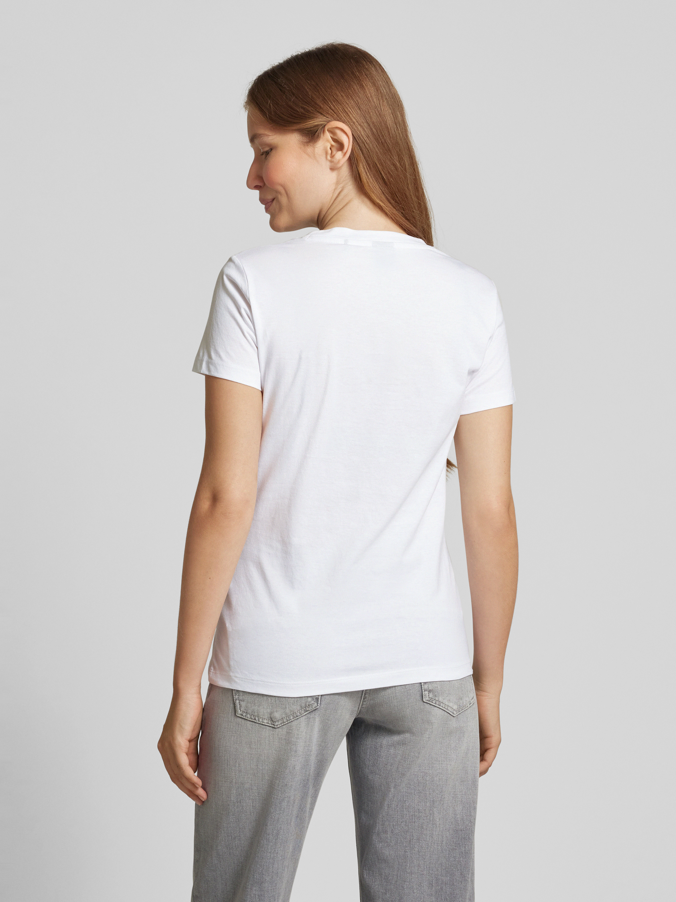 BOSS Orange T Shirt Mit Label Stitching Modell Esogo weiss Online BOSS Orange T Shirt Mit Label Stitching Modell Esogo weiss Online