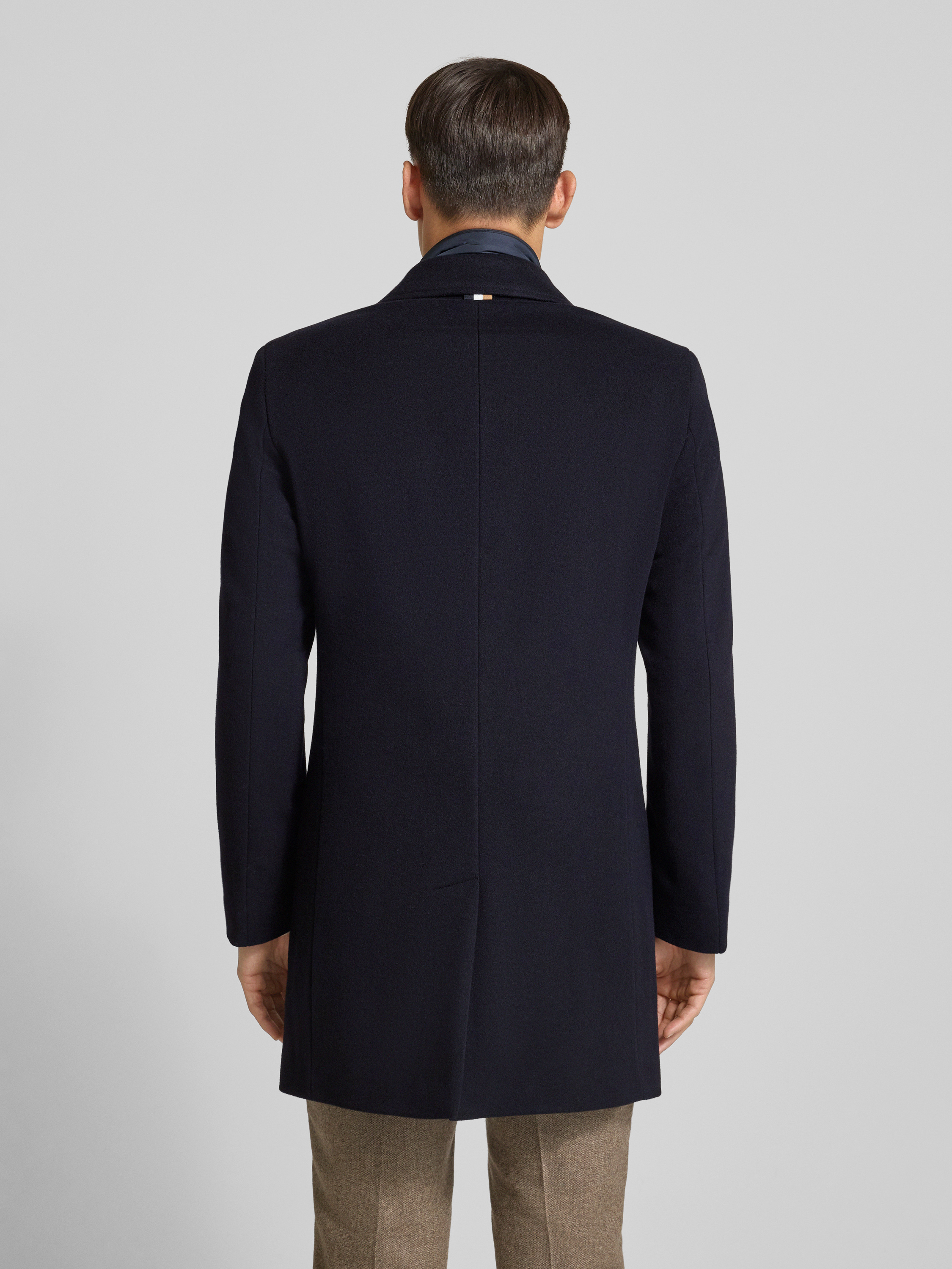 BOSS Slim fit lange jas van wolmix, model 'HYDE' in zwart online