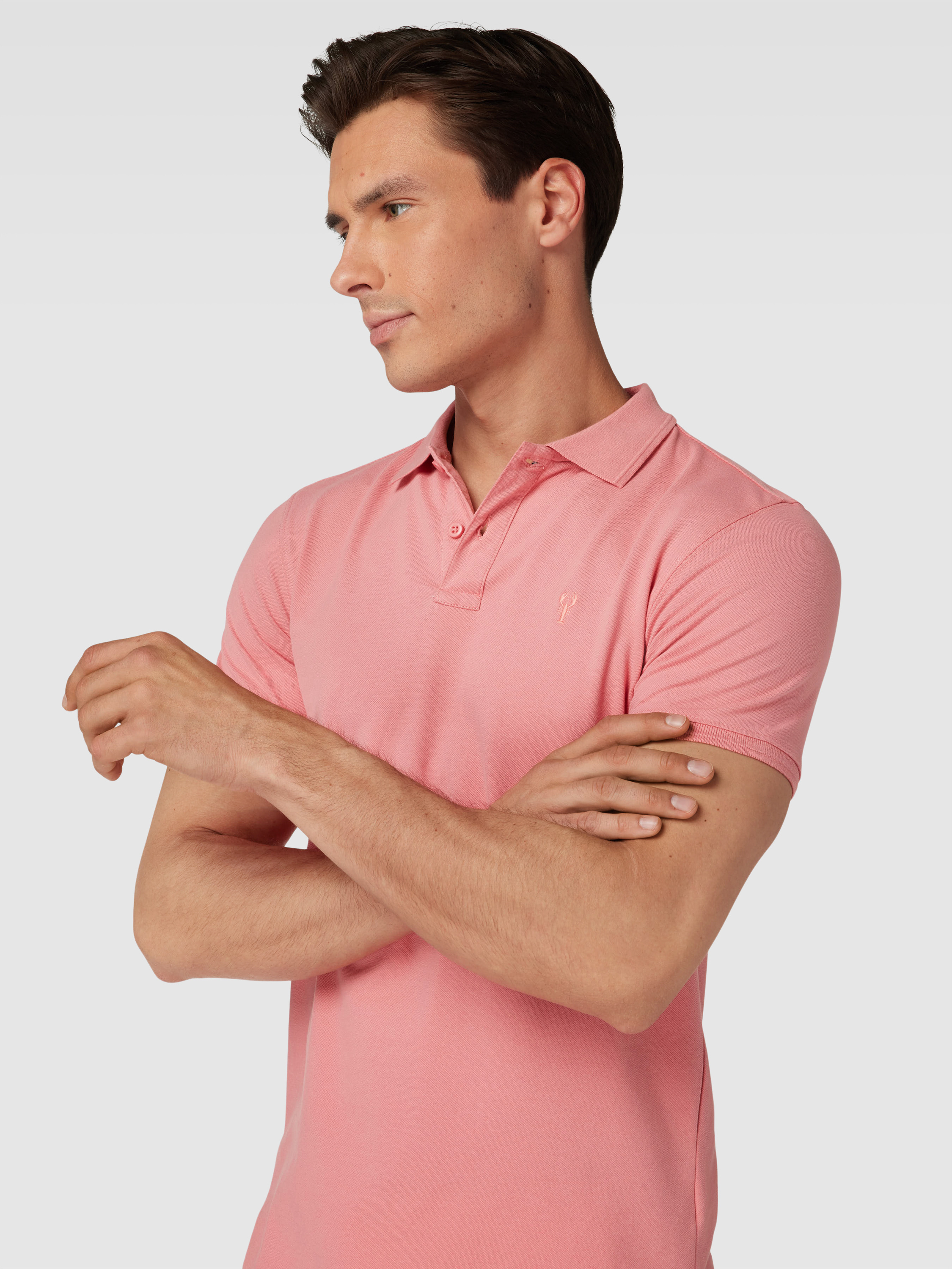Shiwi Poloshirt met korte knoopsluiting, model 'justin' in koraal ...