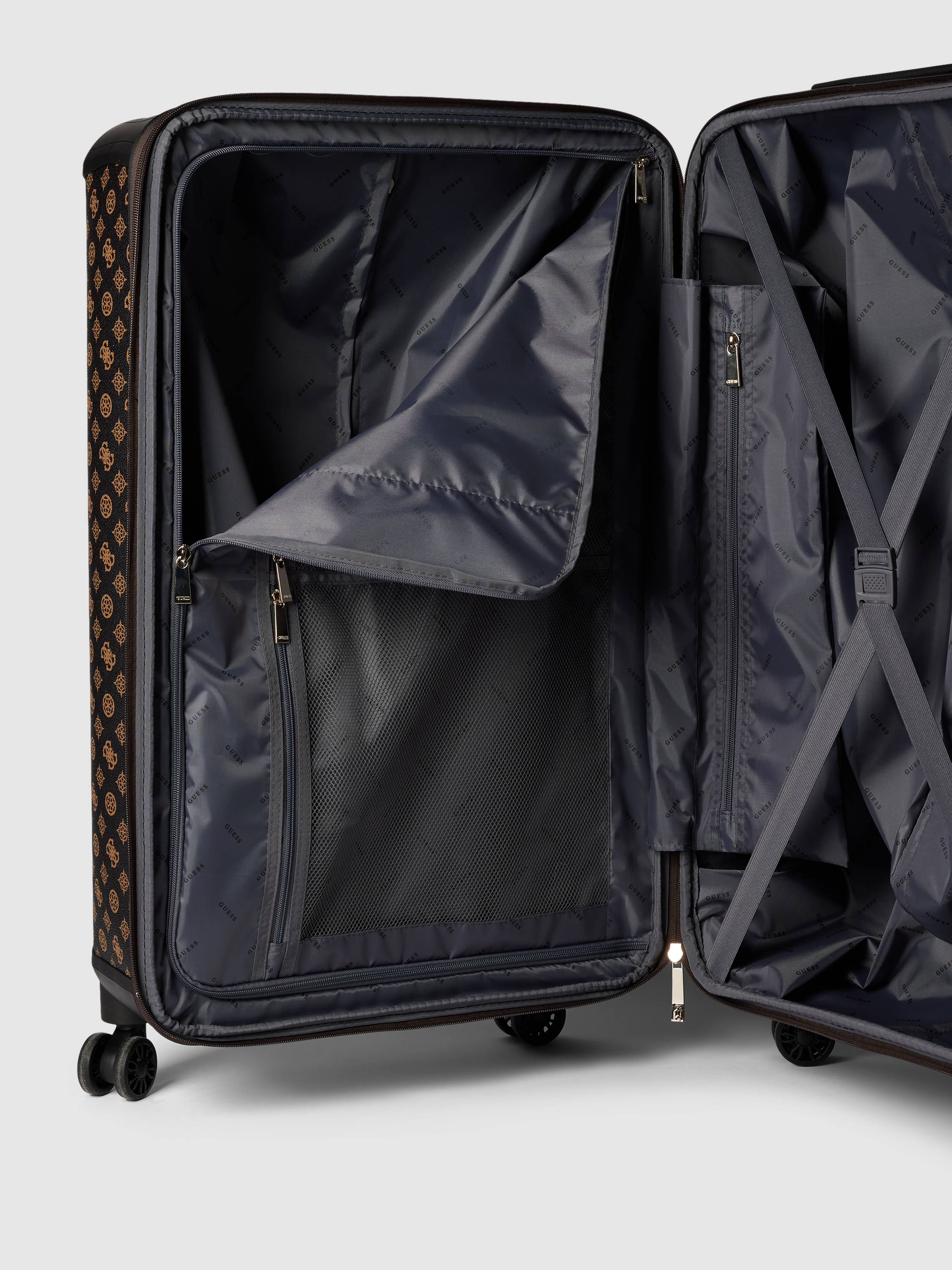 Model Label Troly GUESS Hardcase Trolley mit Allover-Label-Print Modell 'WILDER' (camel ...