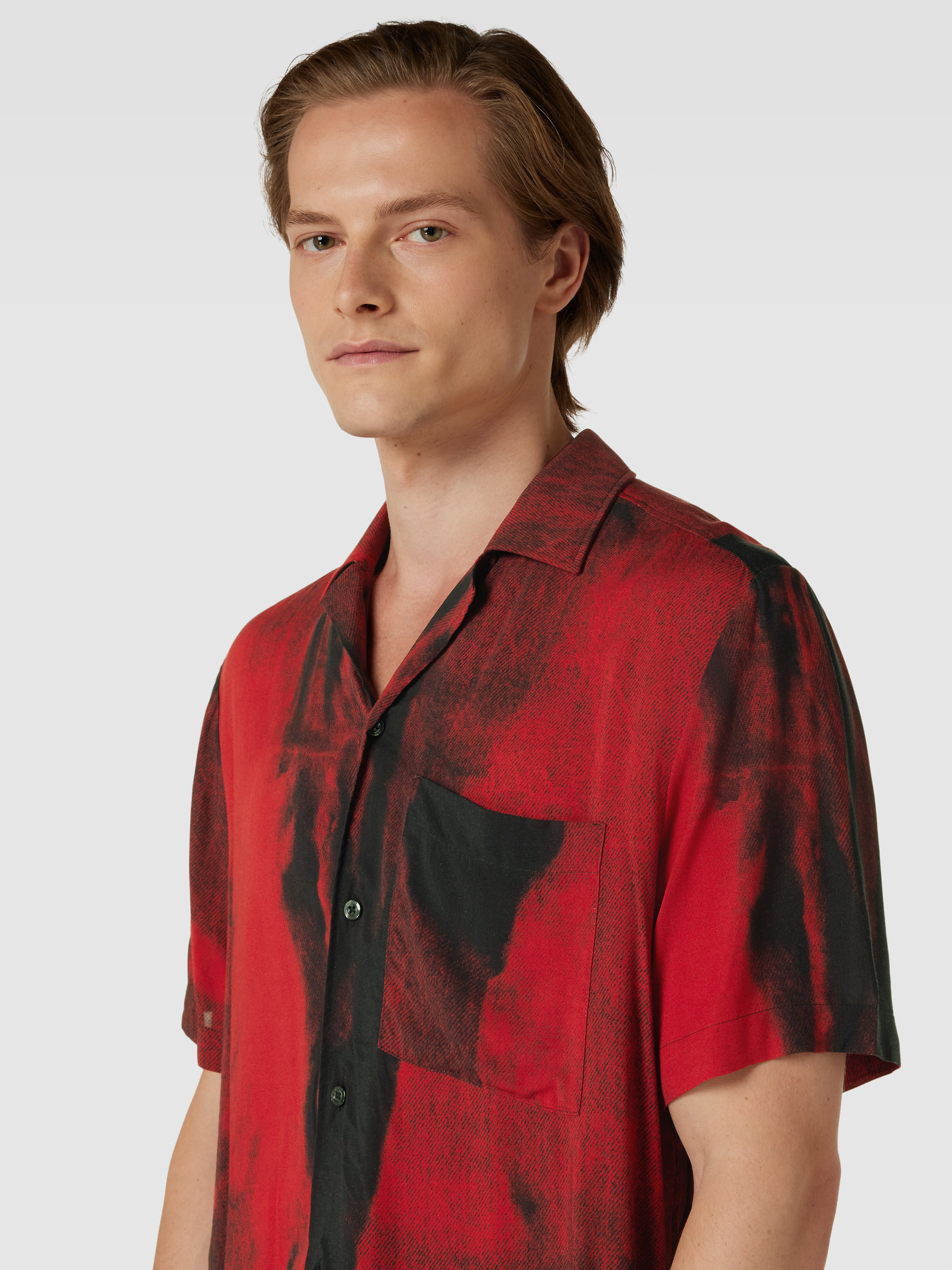 HUGO Vrijetijdsoverhemd met all-over motief, model 'Ellino' in rood online kopen | P&C