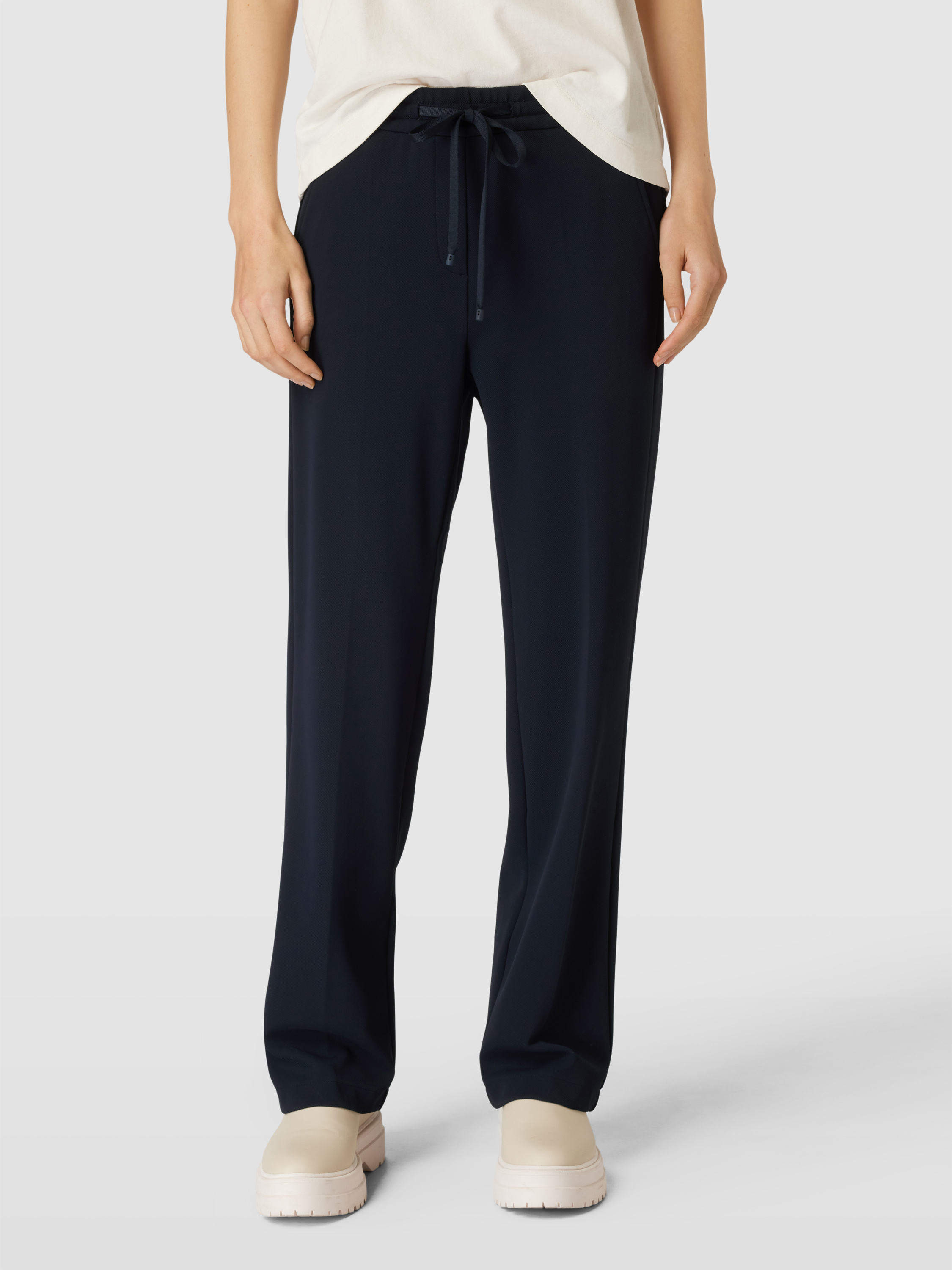 Cambio Broek met structuurmotief, model ‘GRACY' in marineblauw online ...