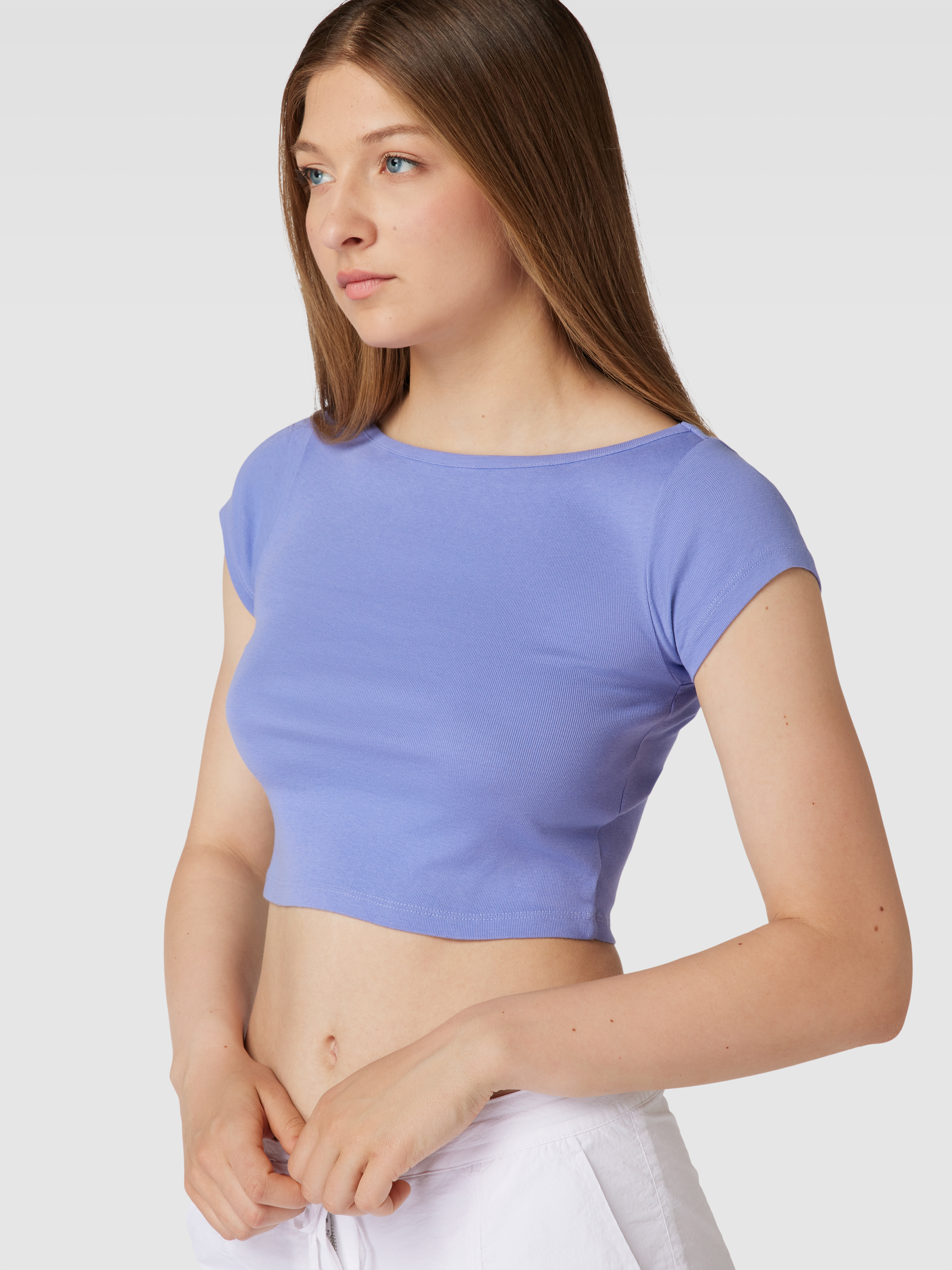 Review Basic kort T-shirt in violet online kopen | P&C