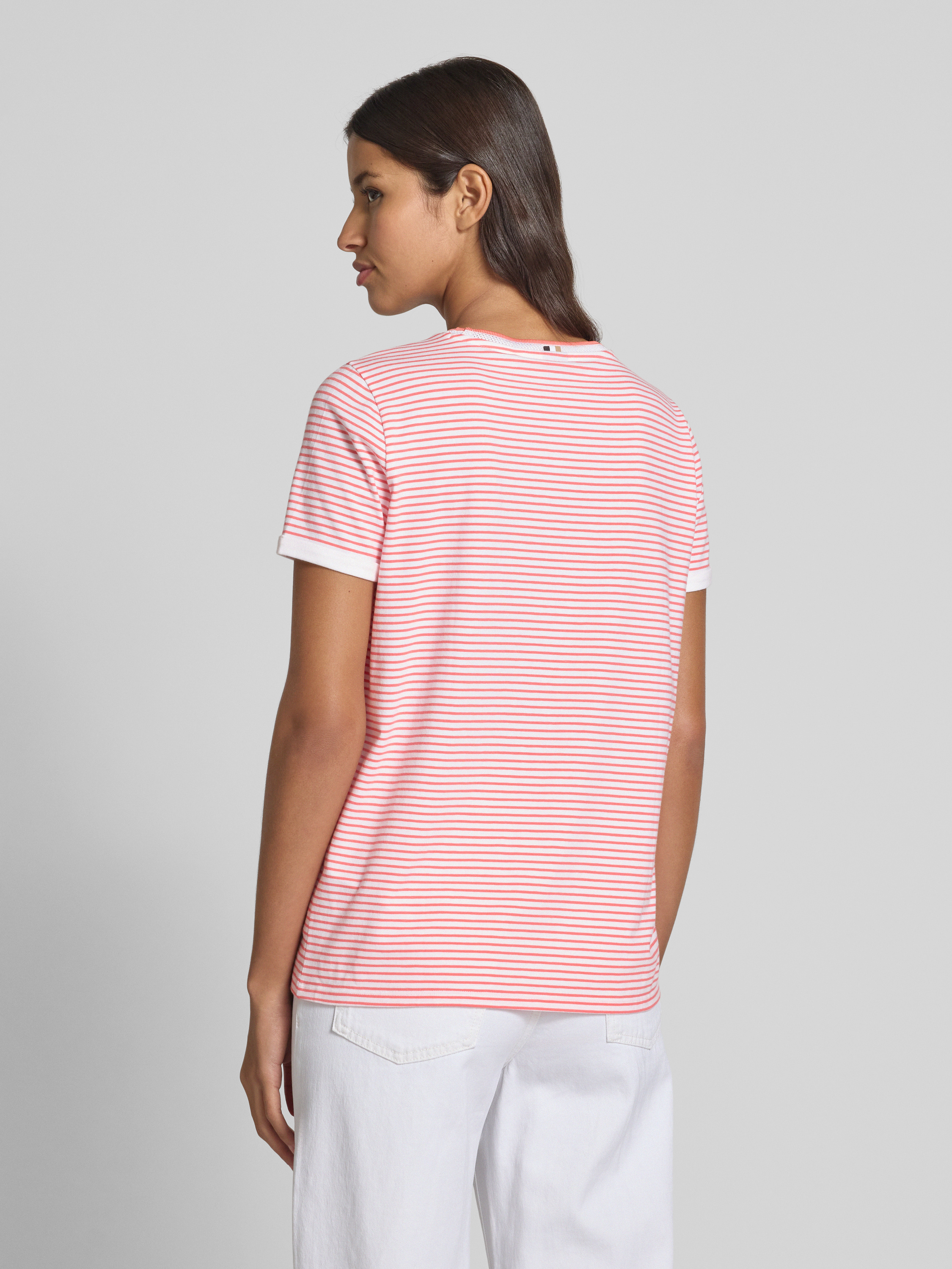 売れ筋商品|||ボス Tシャツ レディース トップス EMASA - Print T-shirt - dark pink BOSS T-Shirt mit Rundhalsausschnitt Modell 'EMASA' (pink