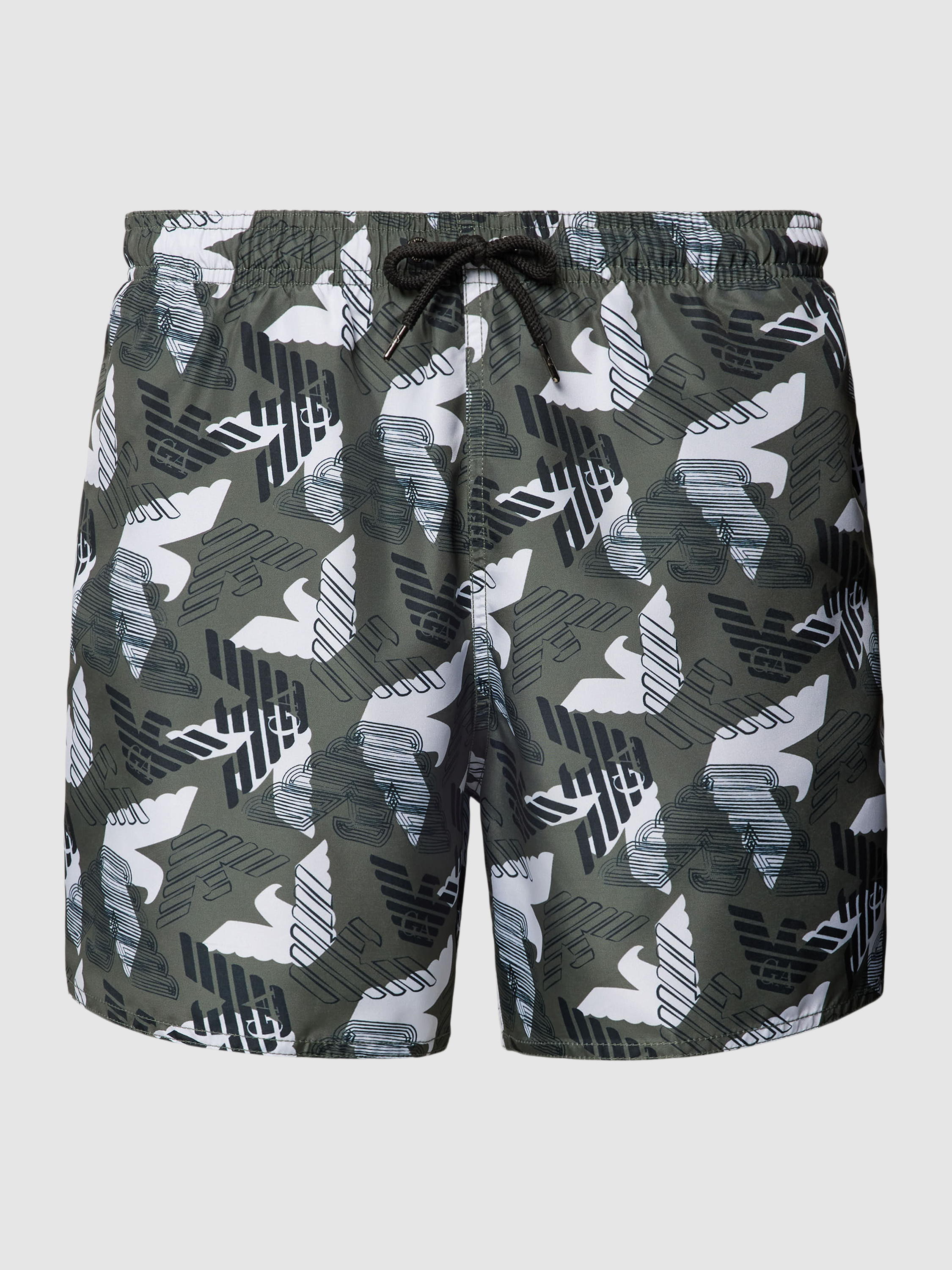 Pcli Logo Emporio Armani Regular Fit Badehose mit Allover-Logo-Print (oliv ...