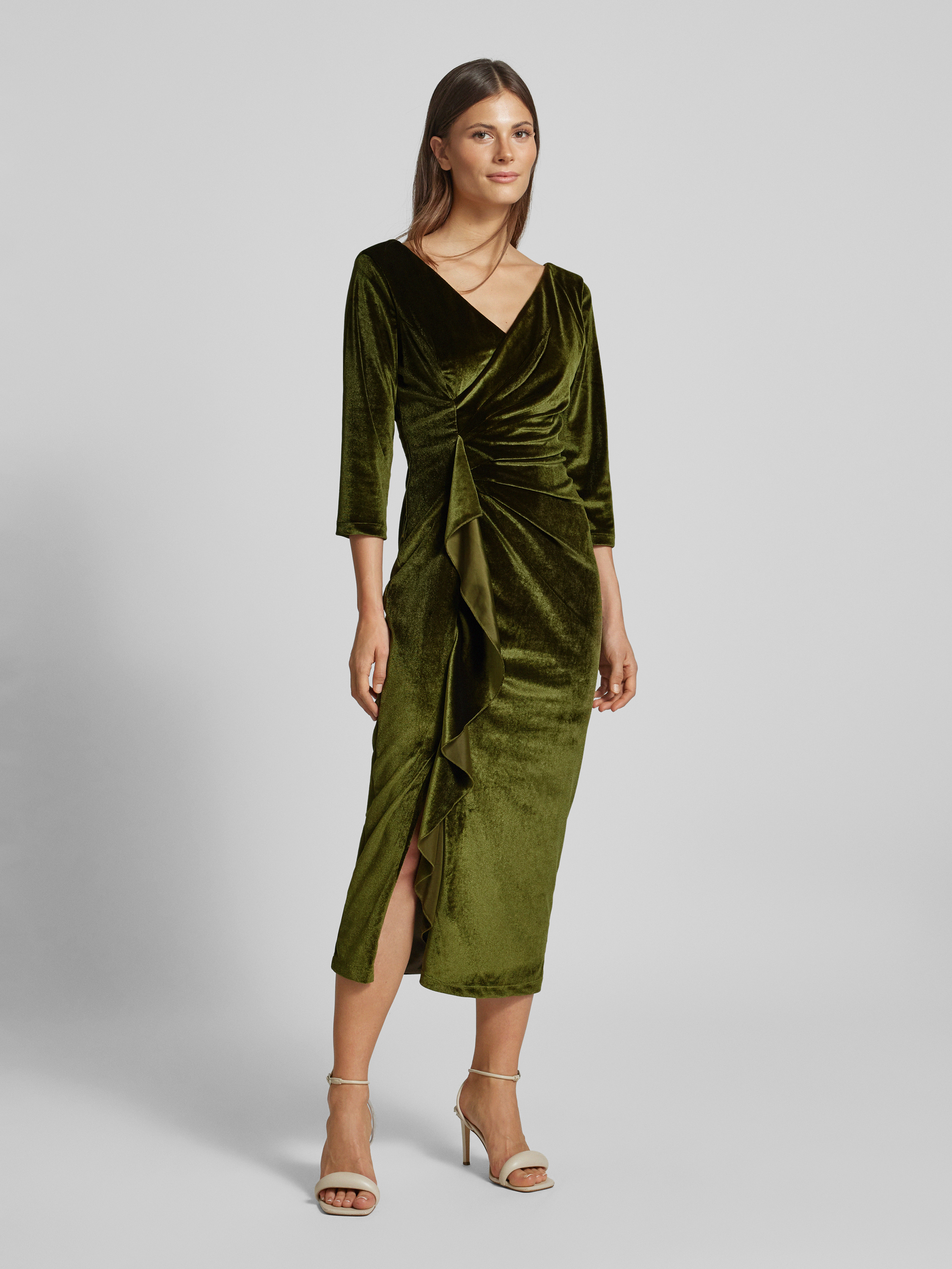 ZIUMUDY Umstandskleid Mit Spitze - V-Ausschnitt Maxikleid Für Fotoshootings