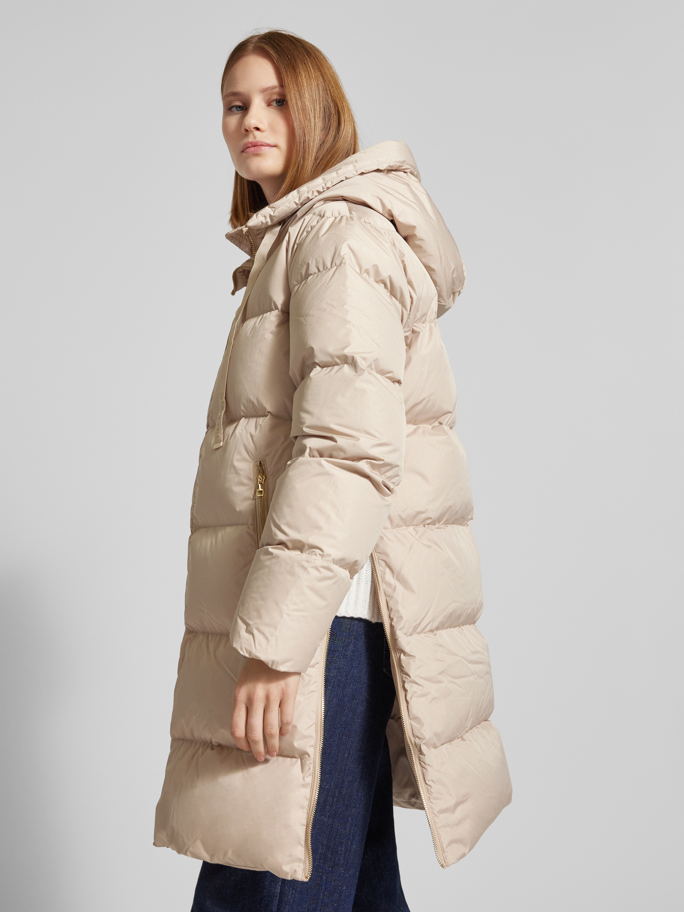 Rich Royal Daunenmantel mit Zweiwege-Reißverschluss (beige