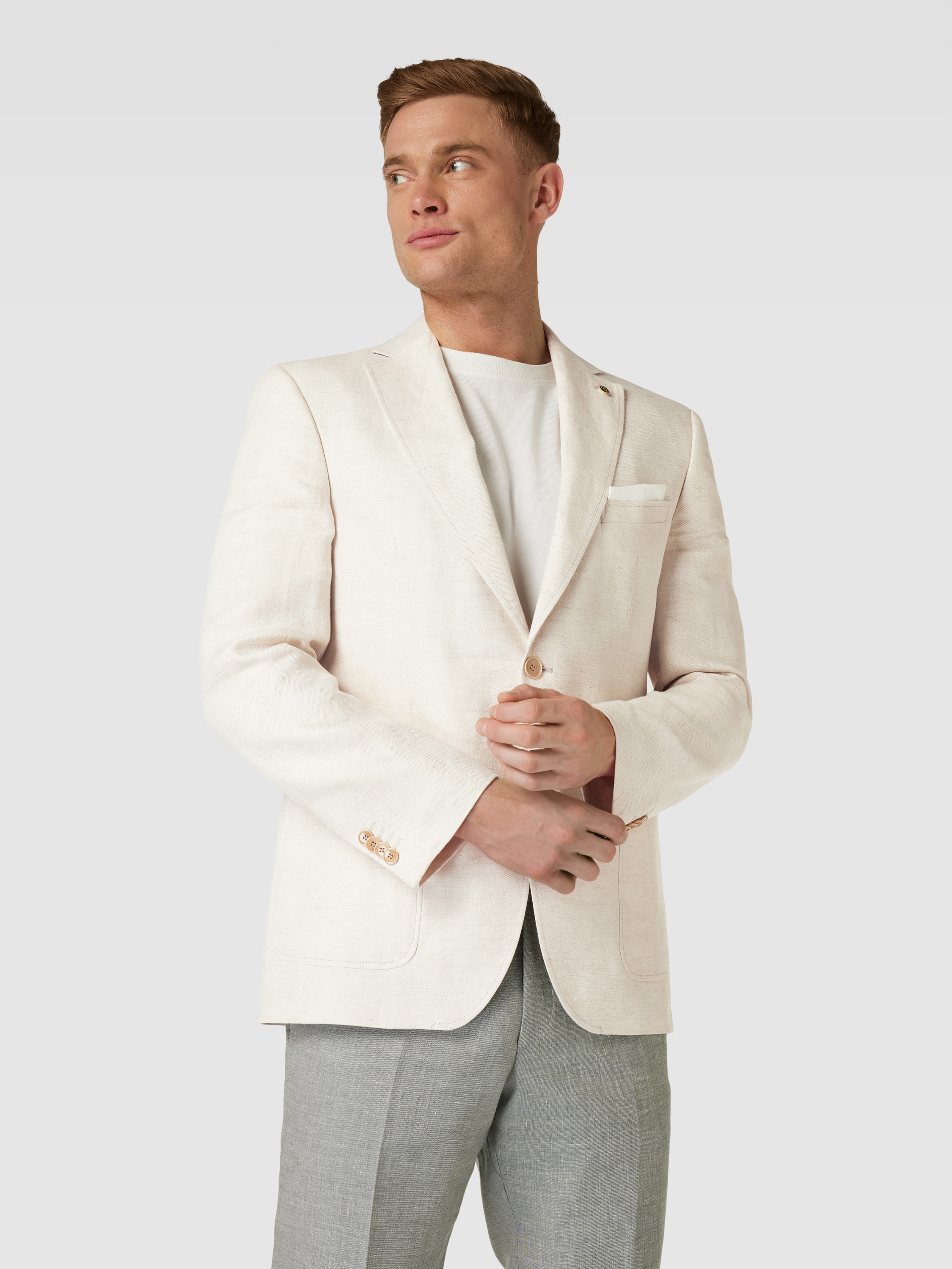 Carl Gross Slim Fit Leinensakko mit Reverskragen (beige) online kaufen