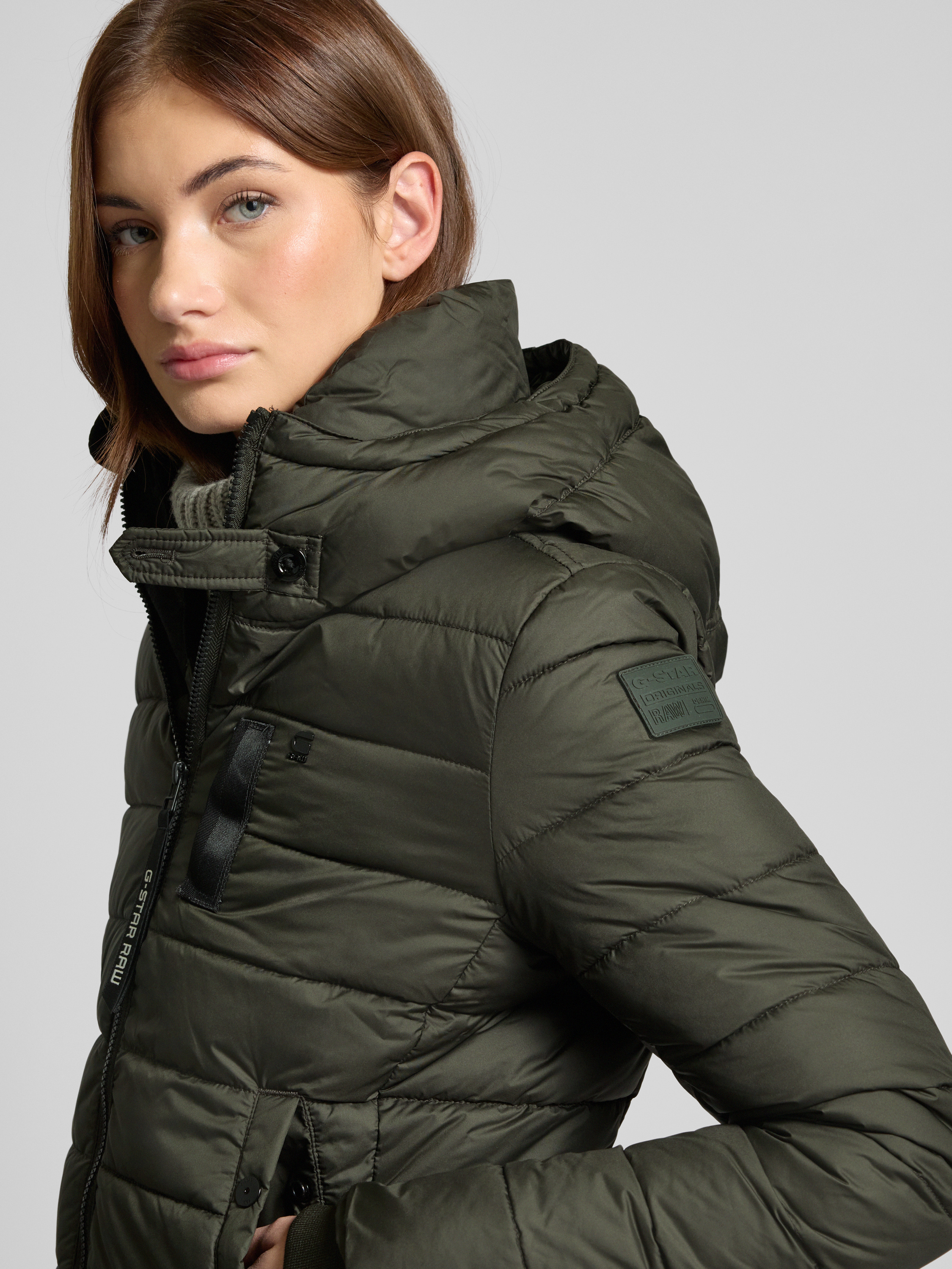 Kup online G-Star Raw Płaszcz pikowany z kapturem (antracytowy)