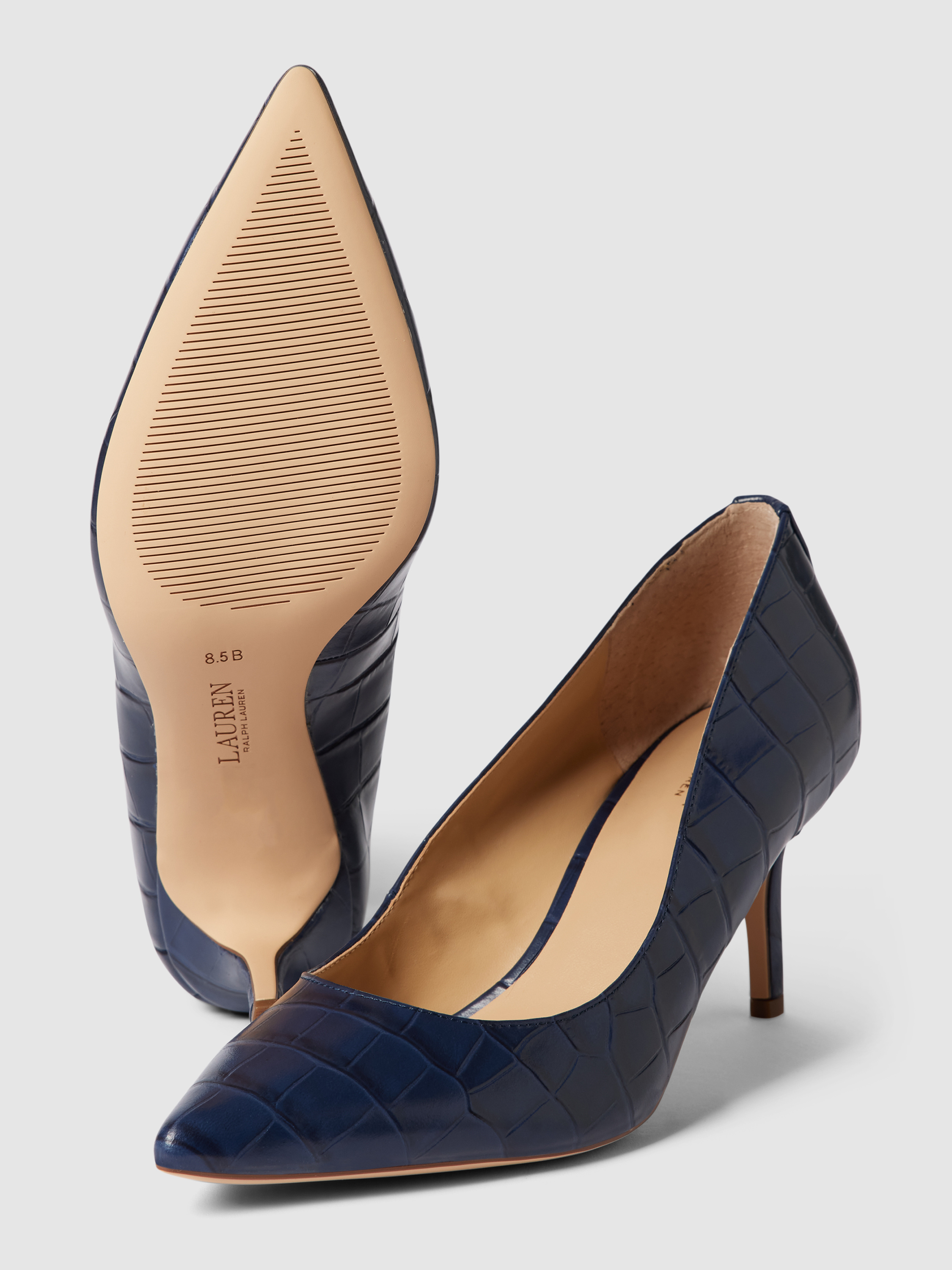 Lauren Ralph Lauren Pumps aus Leder Modell 'LANETTE' (dunkelblau