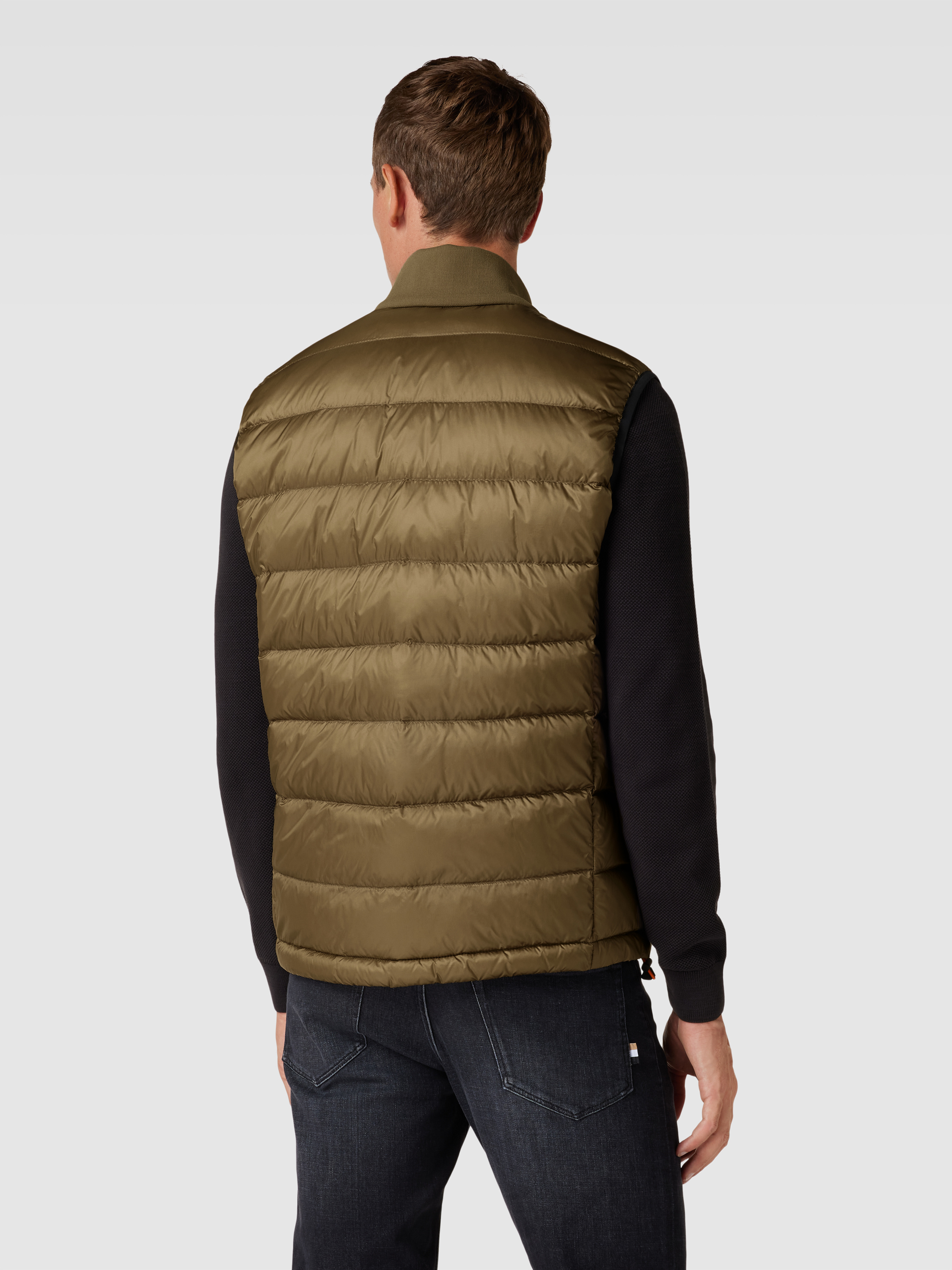 Momooda Heren corduroy opstaande kraag gewatteerde fleece vest jas, bodywarmer gilets, winter outdoor gewatteerde mouwloze jas, Zwart, XL