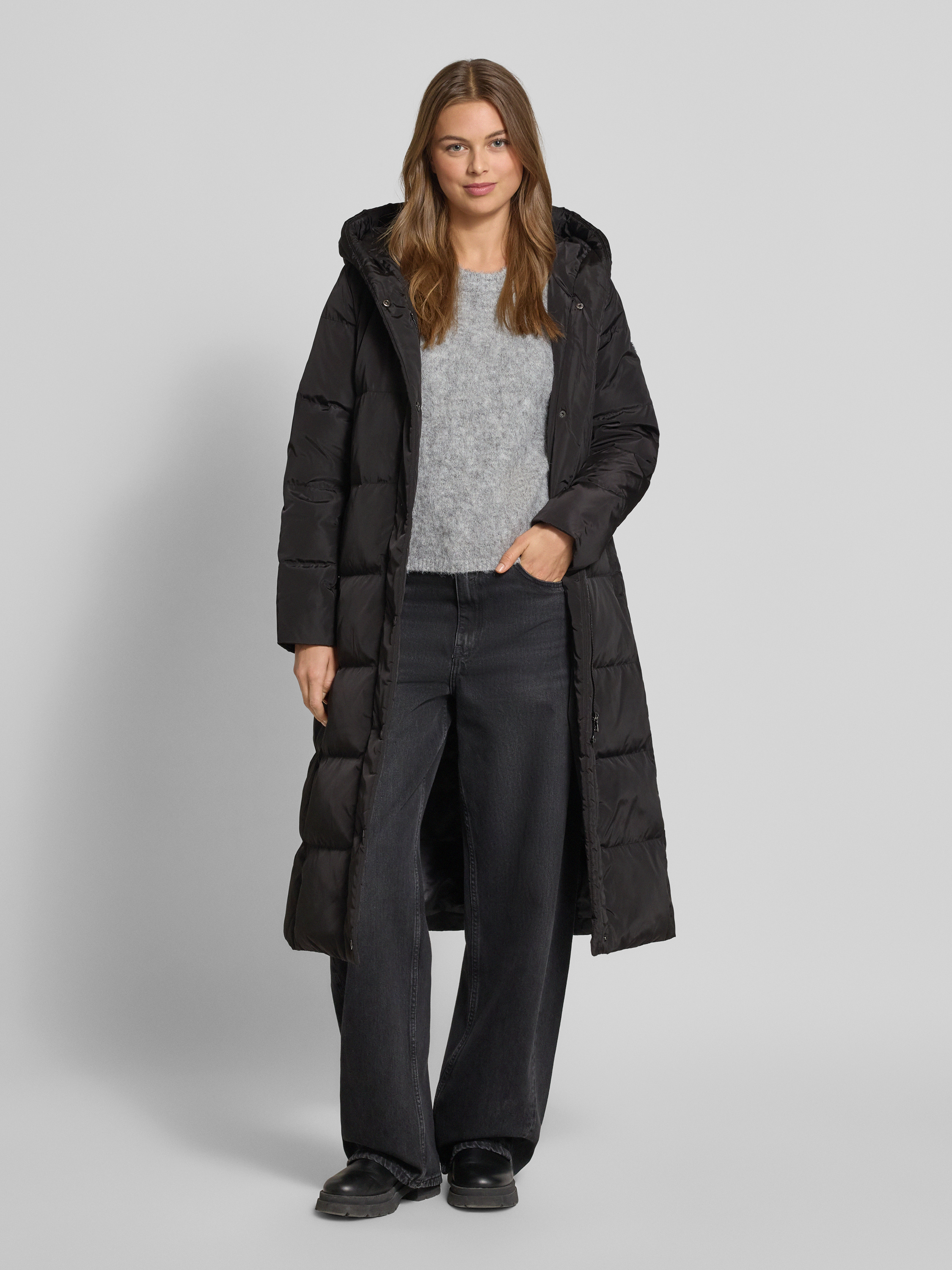 2023 Dames Effen Kleur Kant Hollow-Out Middenlange Jas Mode Slank Fit Omslag Billen Lange Rok Twee-Delige Set, A, L